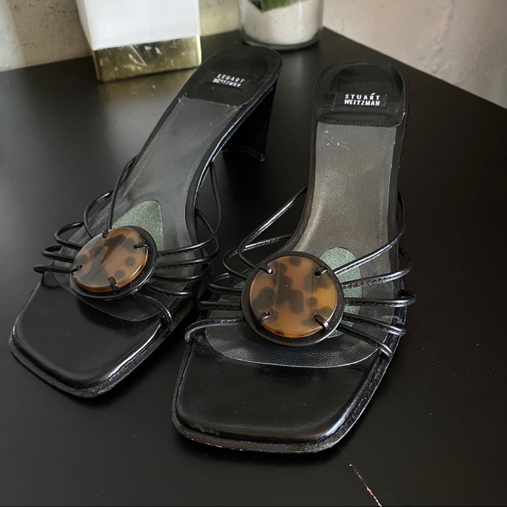 STUART WEITZMAN square toe heeled sandal